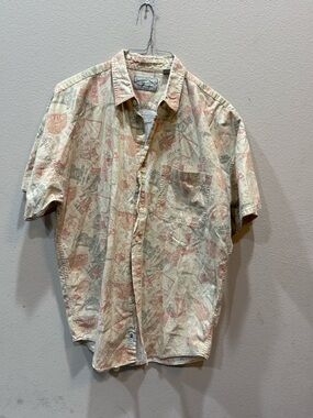 Vintage American Eagle Mens Short Sleeve Button Front Shirt All Over Print